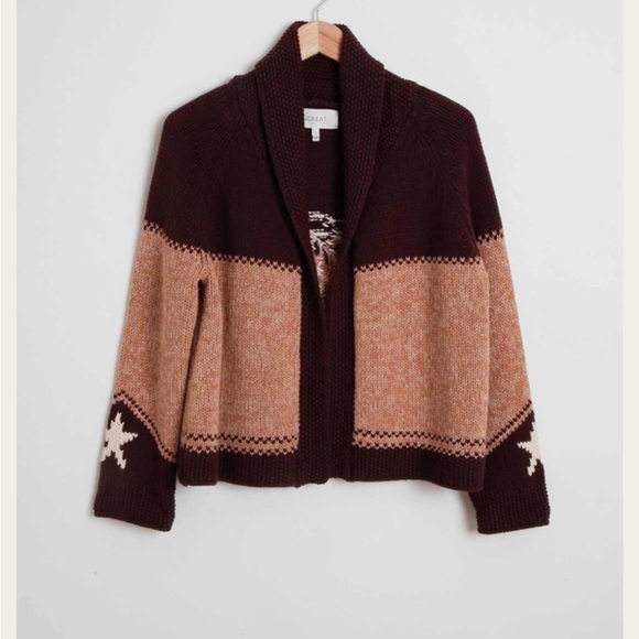 THE GREAT. The Cowgirl Cardigan in Russet.  2/medium - Picture 2 of 9